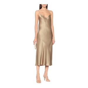 Polo Ralph Lauren Gold Satin Bias Cut Midi Dress